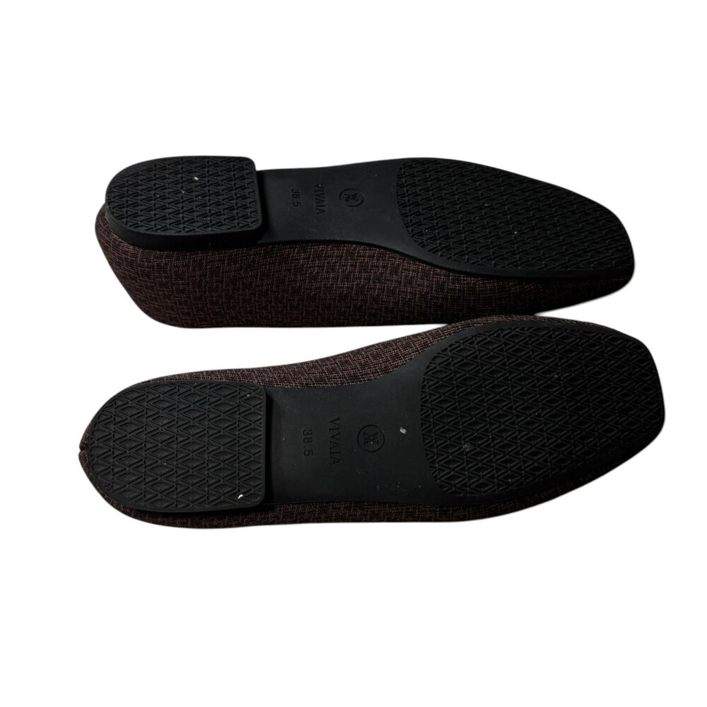 Like new VIVAIA Margot Brown Square Toe V-Cut Knit Flats EU 38.5 / US 7.5 - Picture 10 of 12
